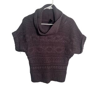 Nine West Jeans Turtleneck Sweater Dark Gray Cableknit S